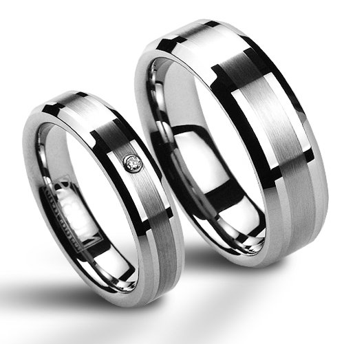 NUBIS® Snubní prsten wolfram - zirkon, šíře 5 mm, vel. 71 - velikost 71 - NWF1014-Zr-71