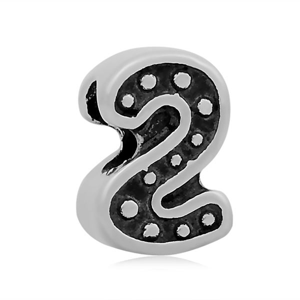 Navliekací oceľový prívesok gorálka - číslica "2"