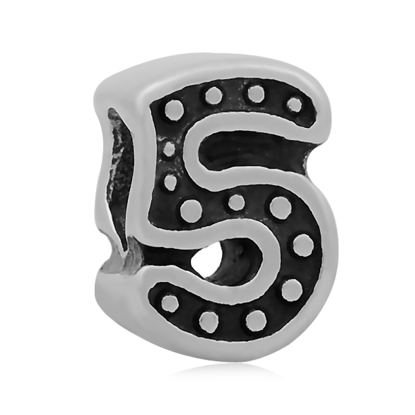Šperky4U Navlékací ocelový přívěšek korálek - číslice "5" - K0002-5