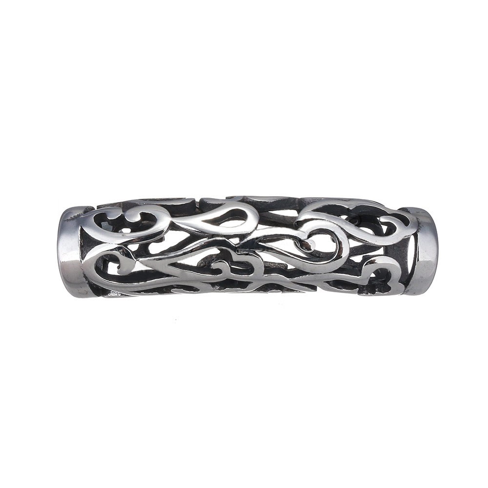 Šperky4U Navlékací ocelový přívěšek korálek - tubus s ornamenty - K0010