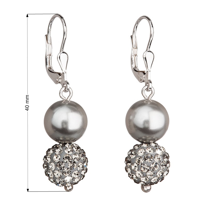 EVOLUTION GROUP CZ Stříbrné náušnice s perličkami a krystaly Crystals from Swarovski® Grey - 31155.3