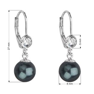 EG2074-DGR Stříbrné náušnice s perlou a kameny Crystals from Swarovski® Dark Green