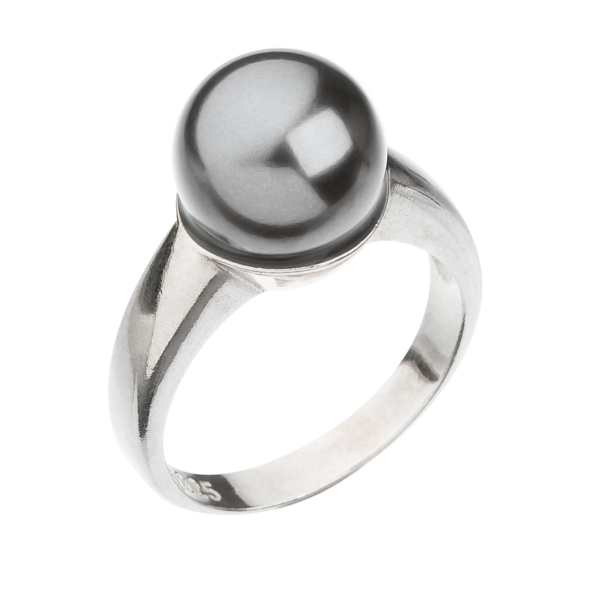 Strieborný prsteň s perlou šedý