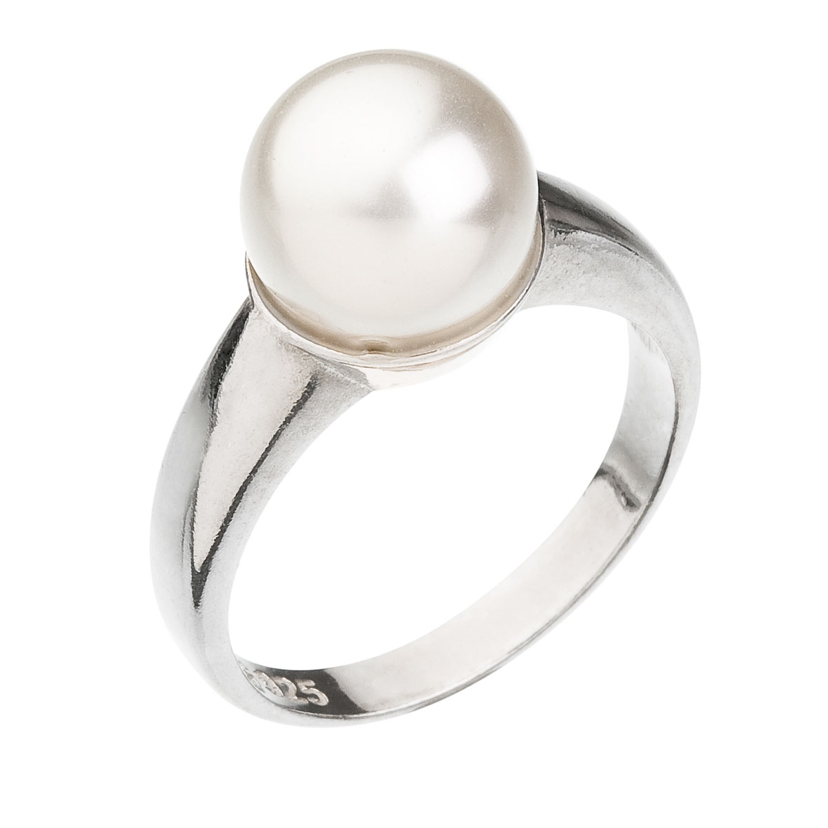Strieborný prsteň s perlou biely