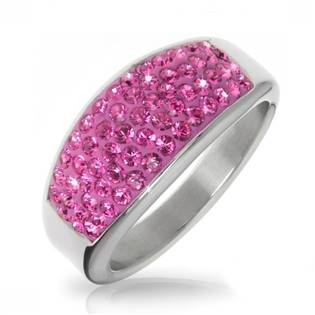 Ocelový prsten s krystaly Crystals from Swarovski® ROSE