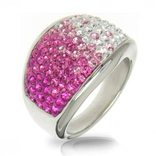 Ocelový prsten s krystaly Crystals from Swarovski®, ROSE LV1020-RO