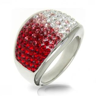 Ocelový prsten s krystaly Crystals from Swarovski®, RED LV1020-RD