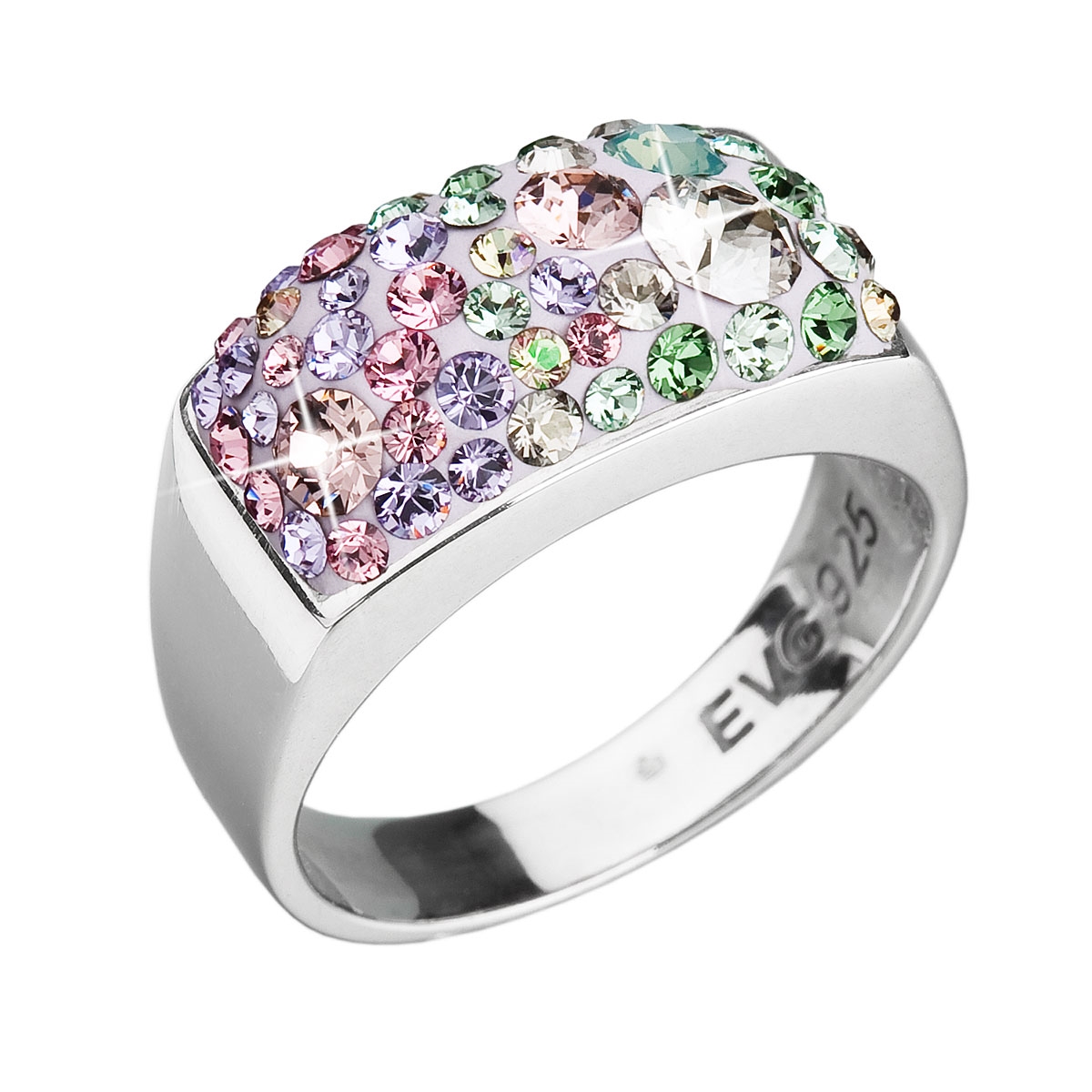 Strieborný prsteň s kryštálmi Swarovski Sakura