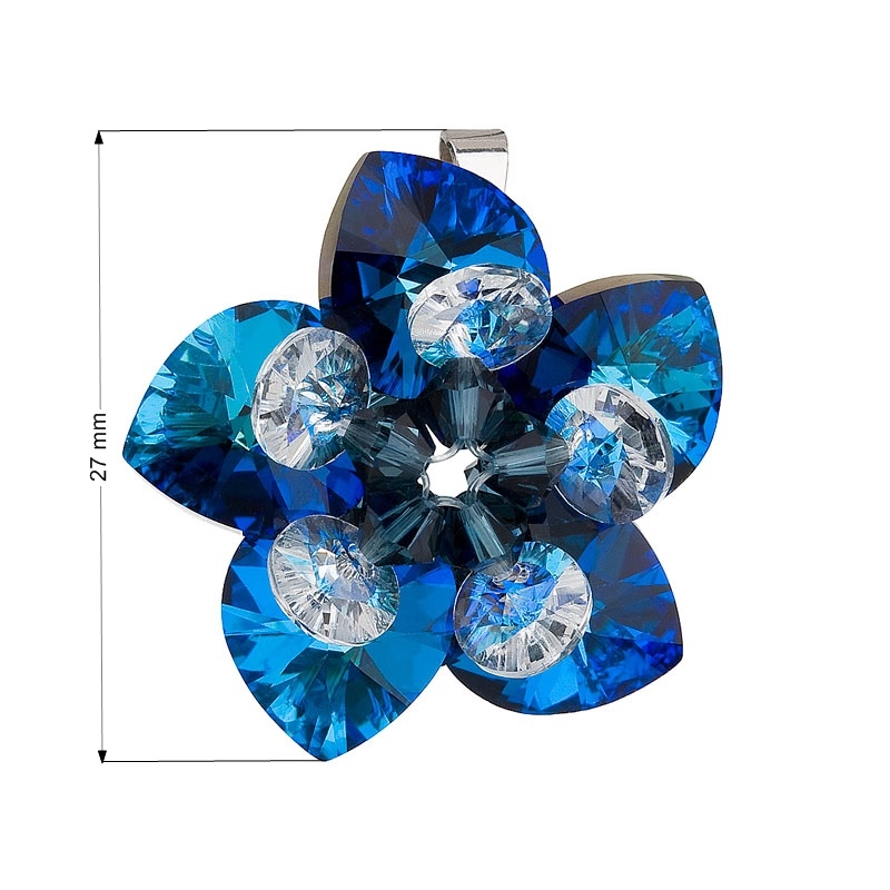 Strieborný prívesok s kvetina s kamienkami Crystals from Swarovski ® Blue