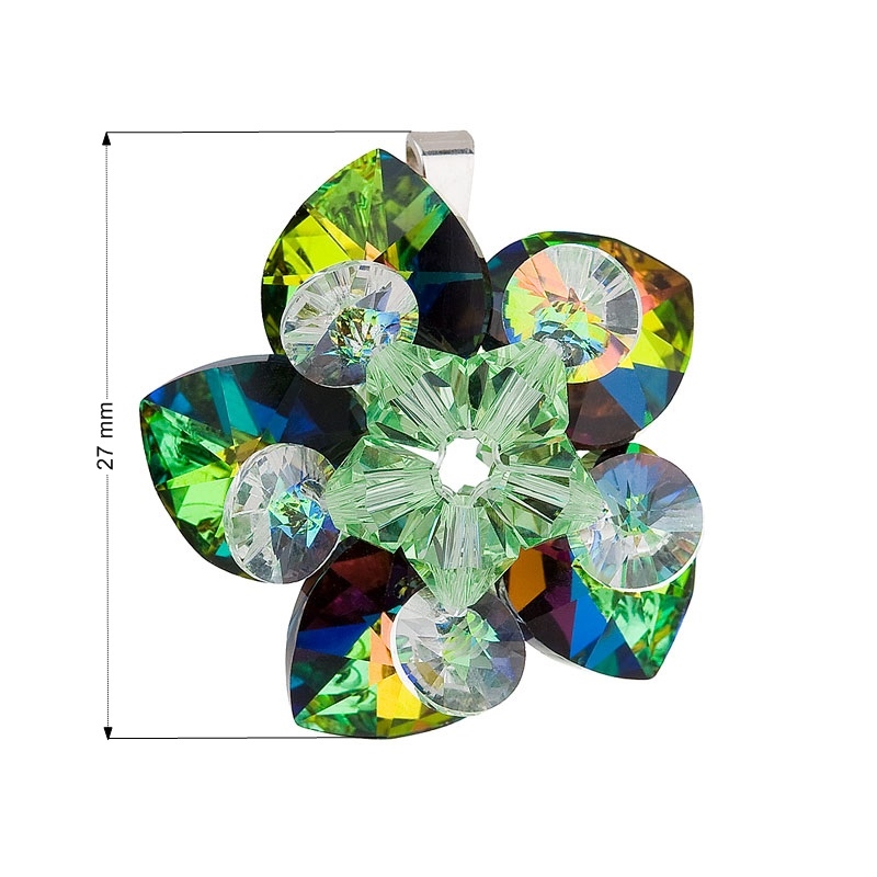 Strieborný prívesok s kvetina s kamienkami Crystals from Swarovski ® Dark Vitrail
