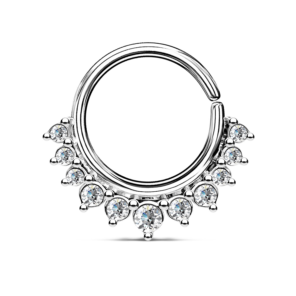 Šperky4U Septum piercing do nosu/ucha kruh s čirými zirkony - N01171-C