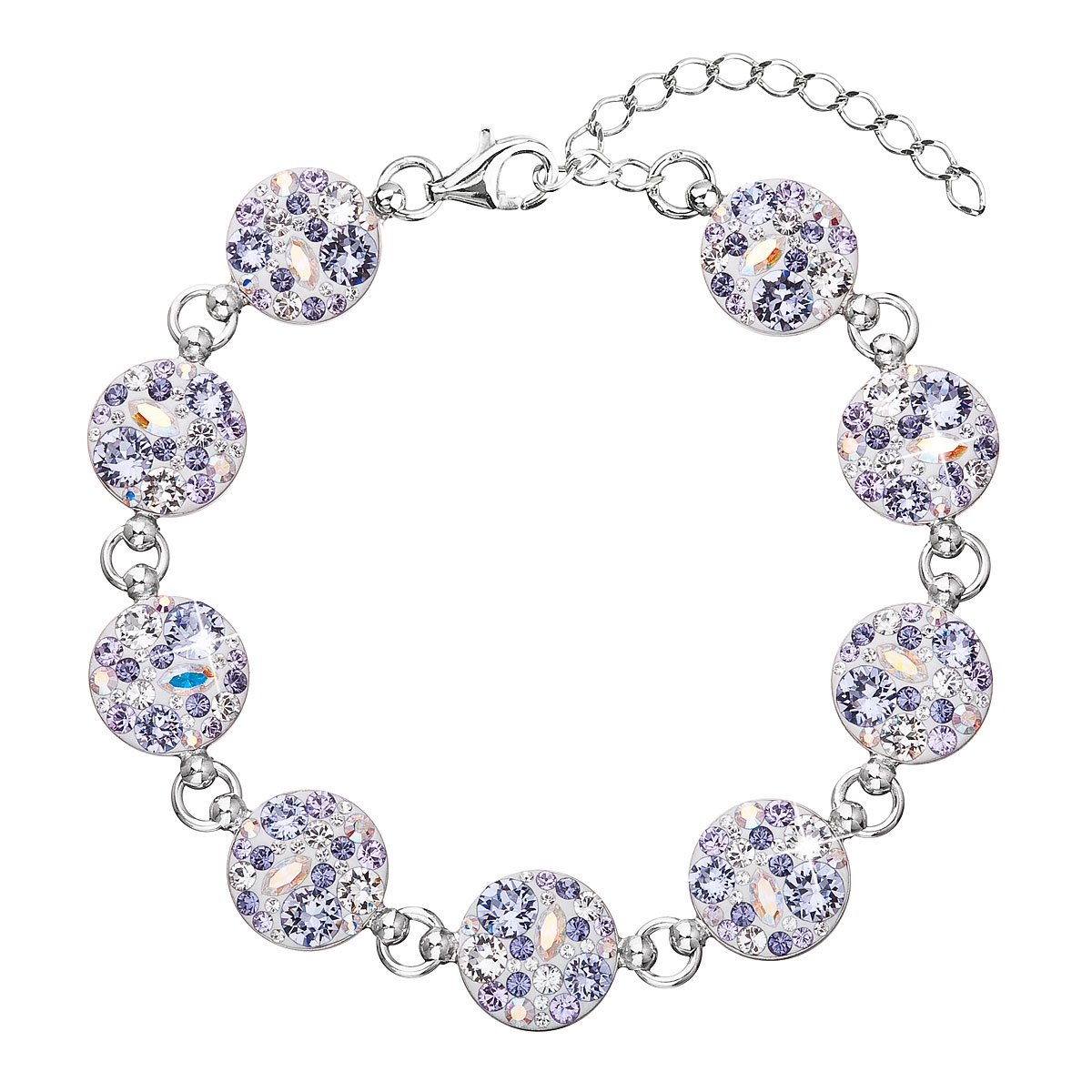 Strieborný náramok s kryštálmi Crystals from Swarovski ®, Violet