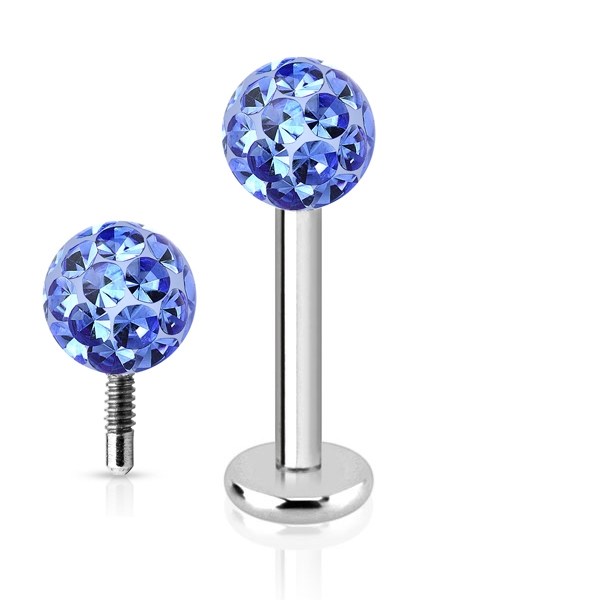 NUBIS® Piercing do brady labreta s krystaly Crystals from SWAROVSKI® 1,2 x 8 mm - LB1038-1208B