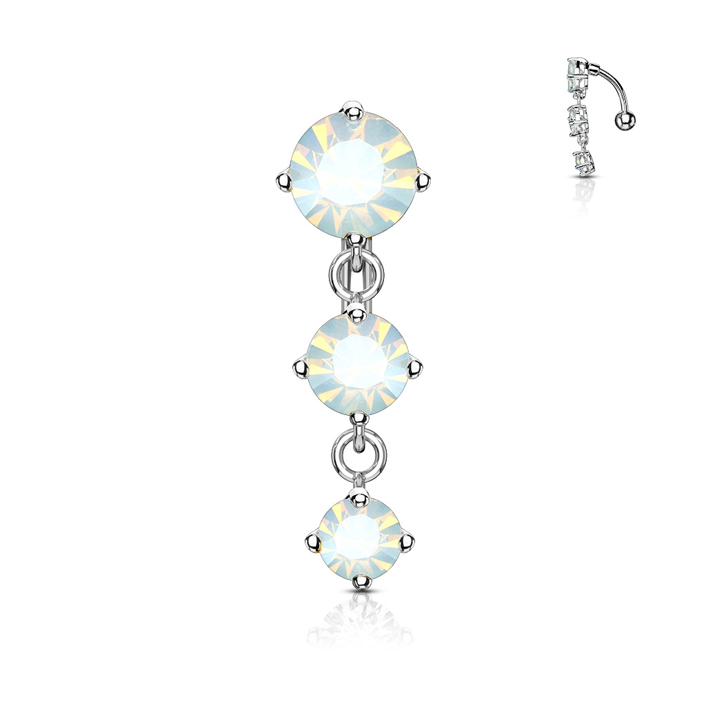 Šperky4U Obrácený piercing do pupíku s opality - WP0008-OP