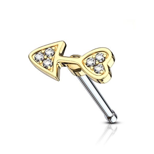 Šperky4U Zlacený piercing do nosu - šipka - N0102-GD