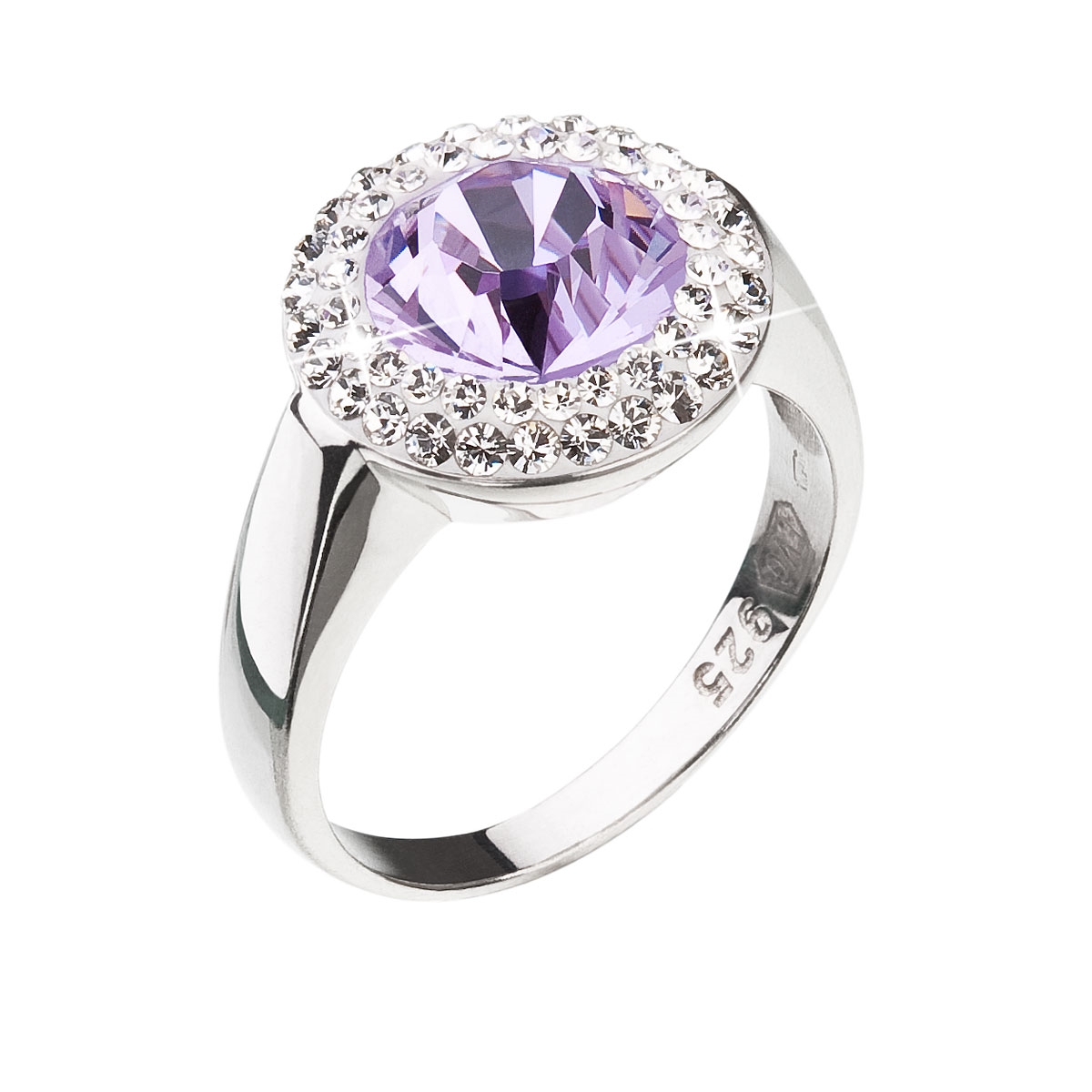 Strieborný prsteň Crystals from Swarovski ®, Violet