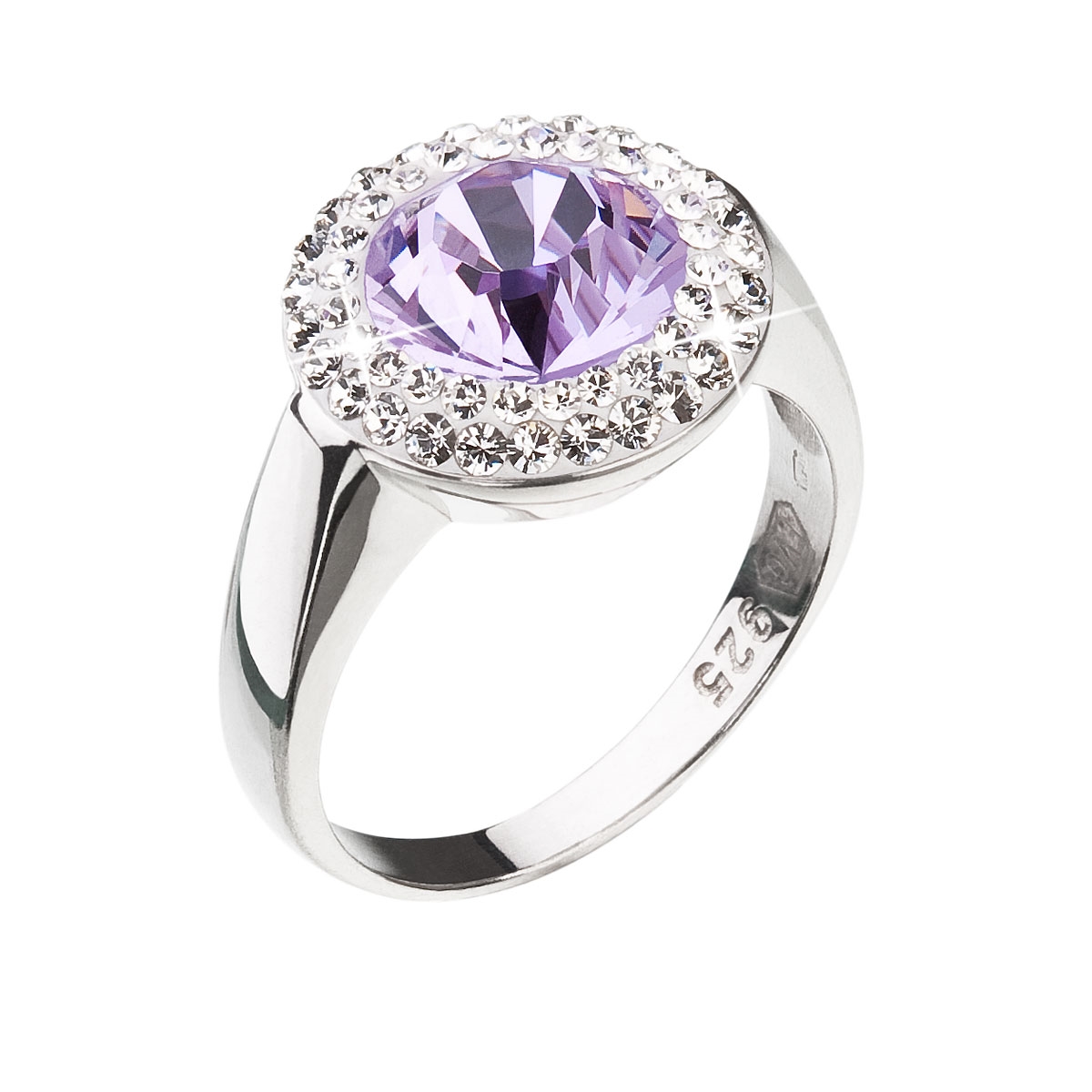 EVOLUTION GROUP CZ Stříbrný prsten Crystals from Swarovski®, Violet - velikost 52 - 35026.3