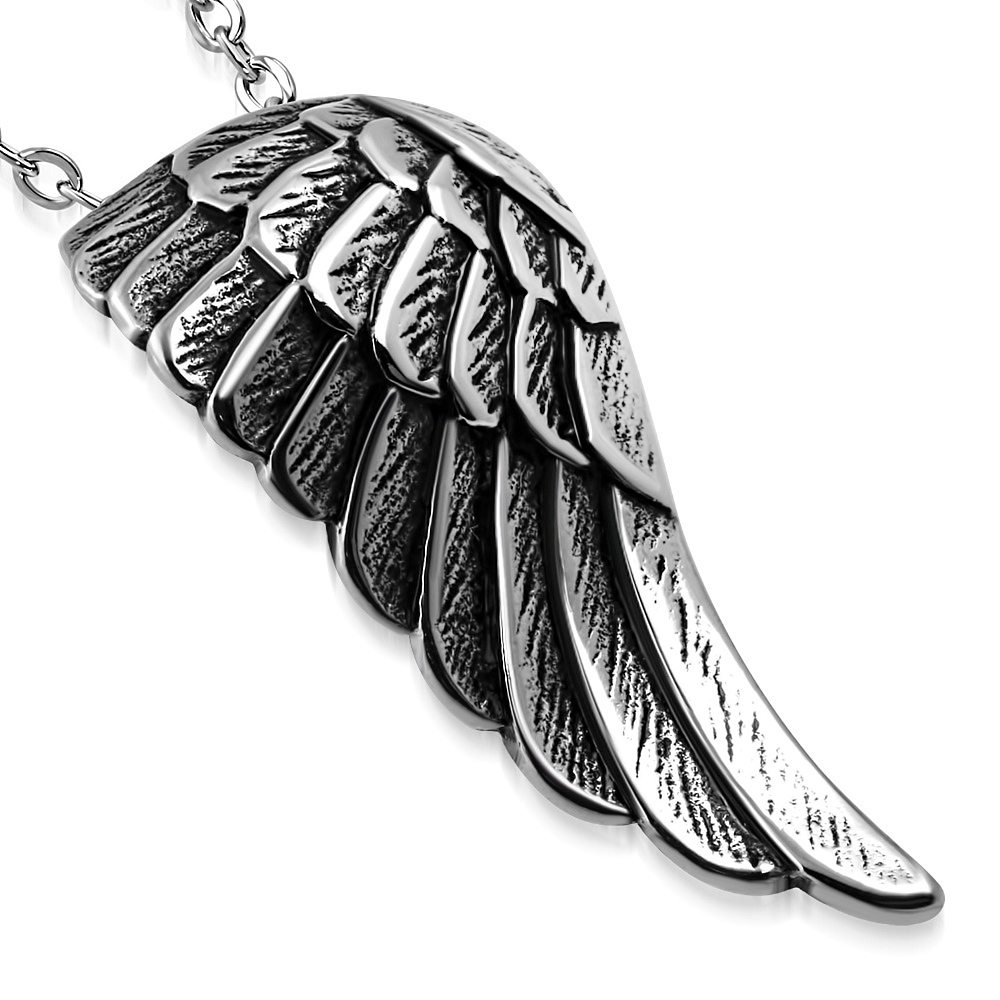 Šperky4U Ocelový přívěšek - andělské křídlo - OPP1018