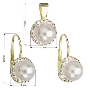 EG3036-GDWH Sada zlacených šperků s perličkami Crystals from Swarovski®