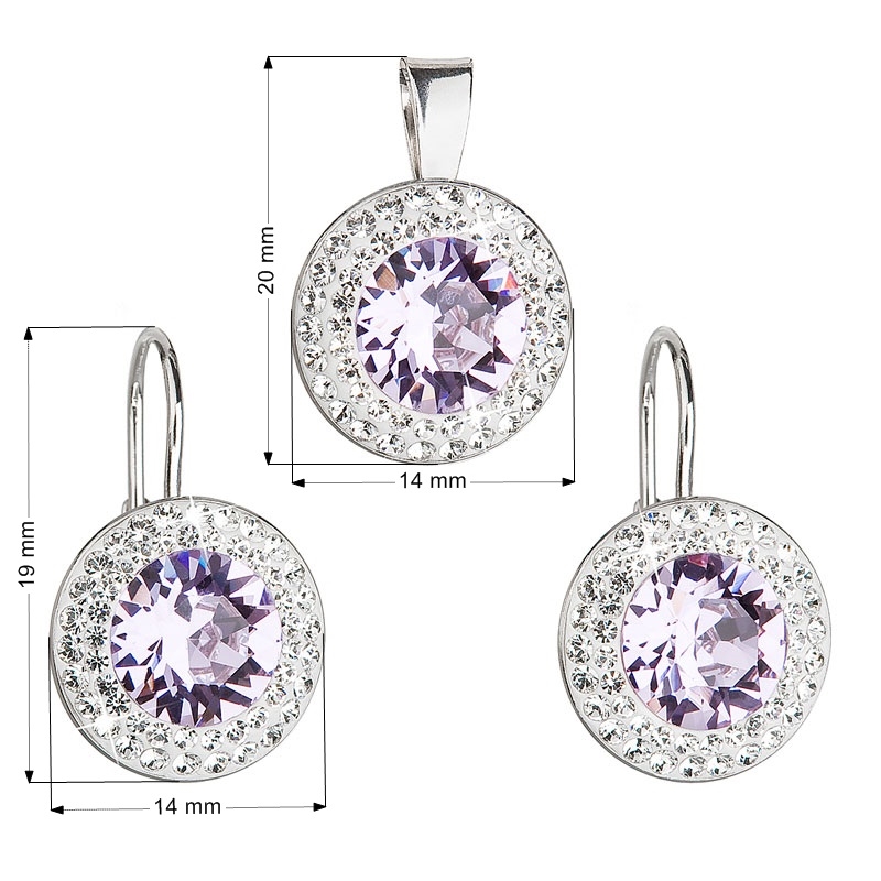 EVOLUTION GROUP CZ Sada náušnic a přívěšku s kameny Crystals from Swarovski® Violet - 39107.3