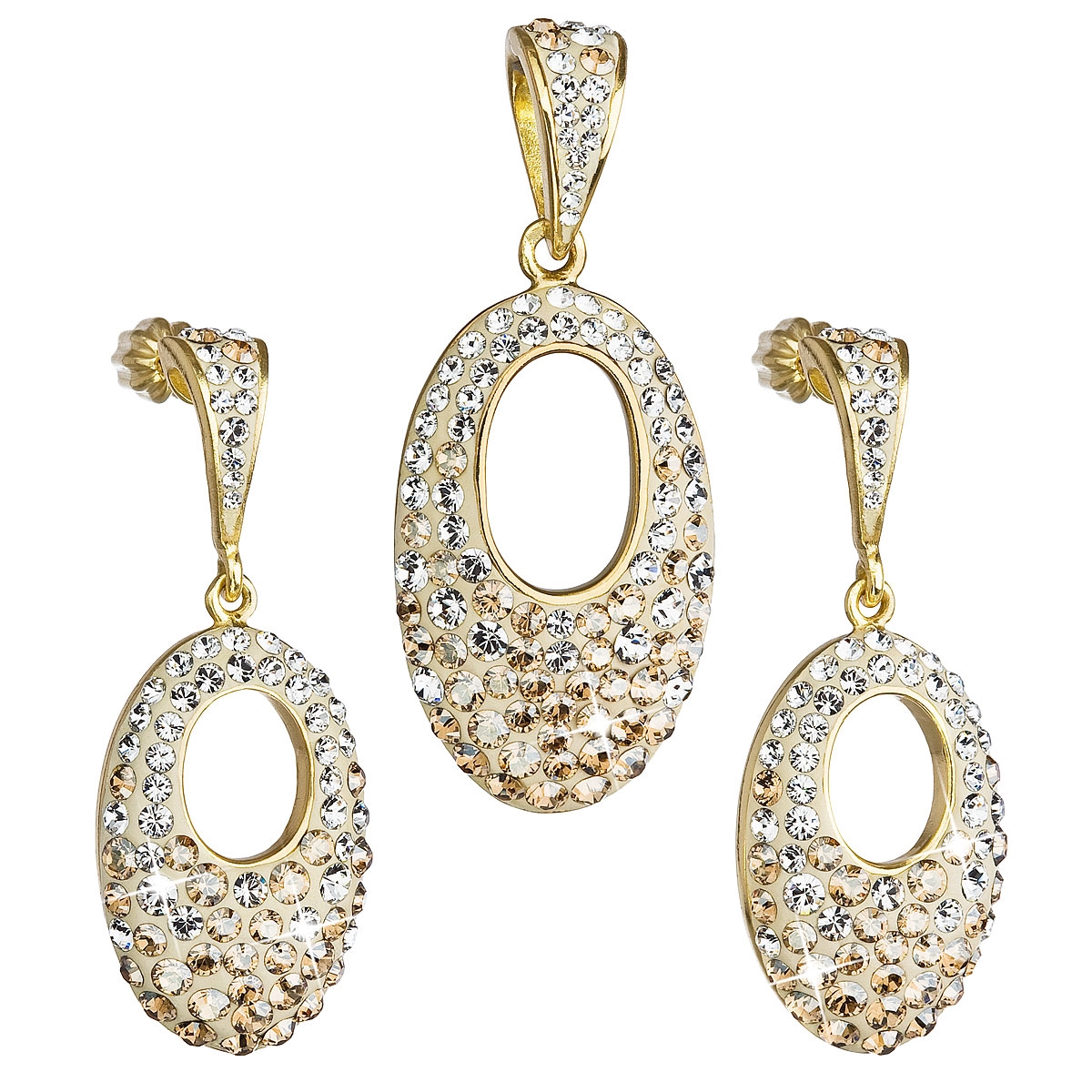 Sada pozlátených šperkov s kamienkami Crystals from Swarovski ®