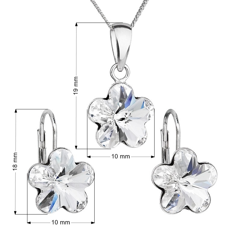 EVOLUTION GROUP CZ Sada stříbrných šperků s kytičkami Crystals from Swarovski® Crystal - 39143.1