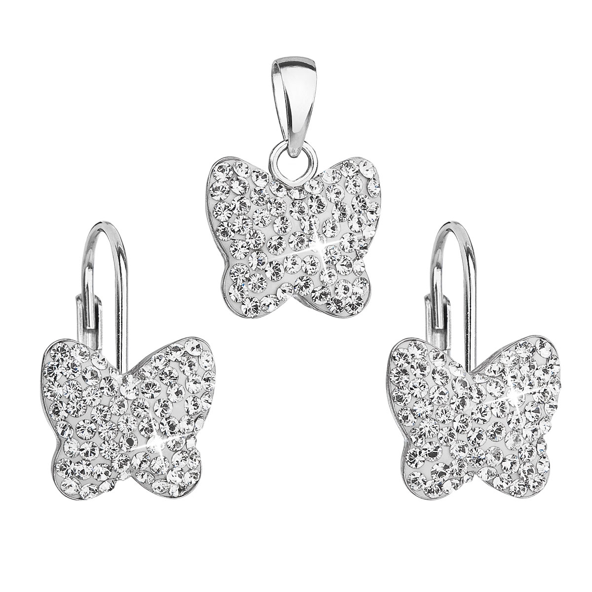 Súprava strieborných šperkov motýle s kryštálmi Crystals from Swarovski ® Crystal