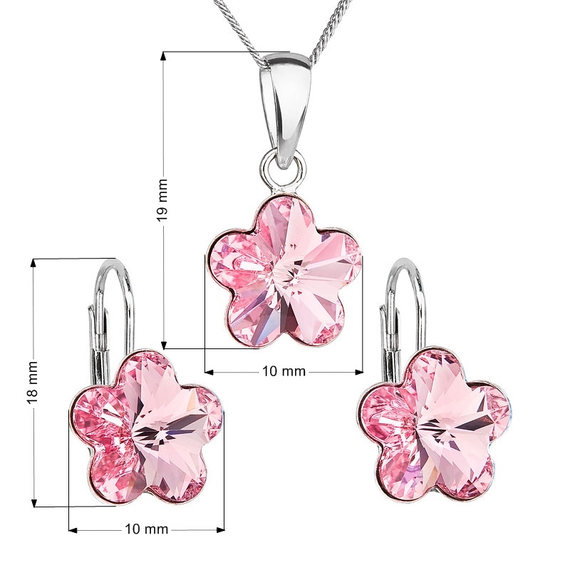 Sada strieborných šperkov s kvietkami Crystals from Swarovski ® Rose