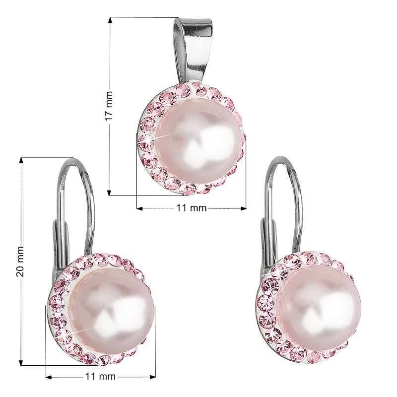 EVOLUTION GROUP CZ Sada šperků s perlami Crystals from Swarovski® Rose - 39091.3