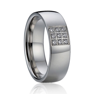 7AE AN1016 Dámský snubní prsten se zirkony - velikost 50 - AN1016-D-50