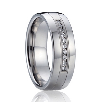 7AE AN1015 Dámský snubní prsten se zirkony - velikost 62 - AN1015-D-62