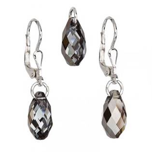 Stříbrný set náušnic a přívěšku s krystaly Crystals from Swarovski® Silver Night