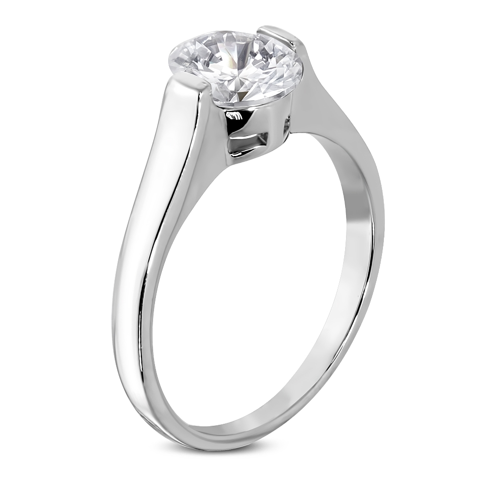 Šperky4U Ocelový prsten se zirkonem - velikost 52 - OPR1012-52