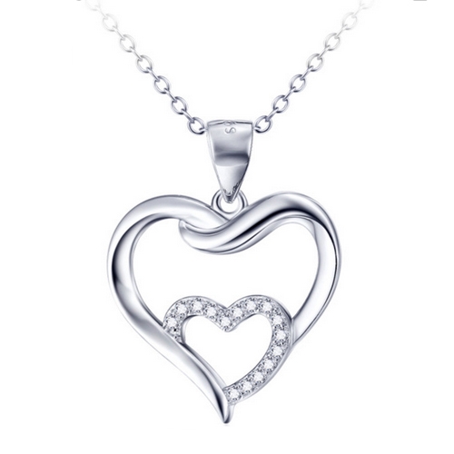 Šperky4U Stříbrný řetízek s přívěškem srdce - ZB87970