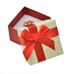 Darčeková krabička na prsteň alebo náušnice, červená mašľa