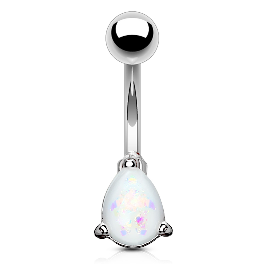 Piercing do pupku kvapka biela