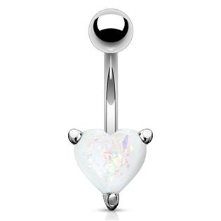 Piercing do pupíku srdíčko bílé