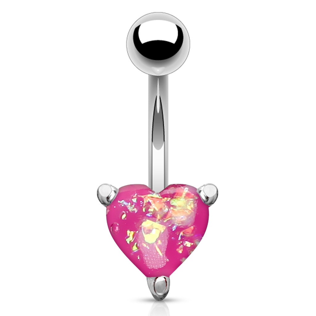 Šperky4U Piercing do pupíku srdíčko růžové - WP0011-P
