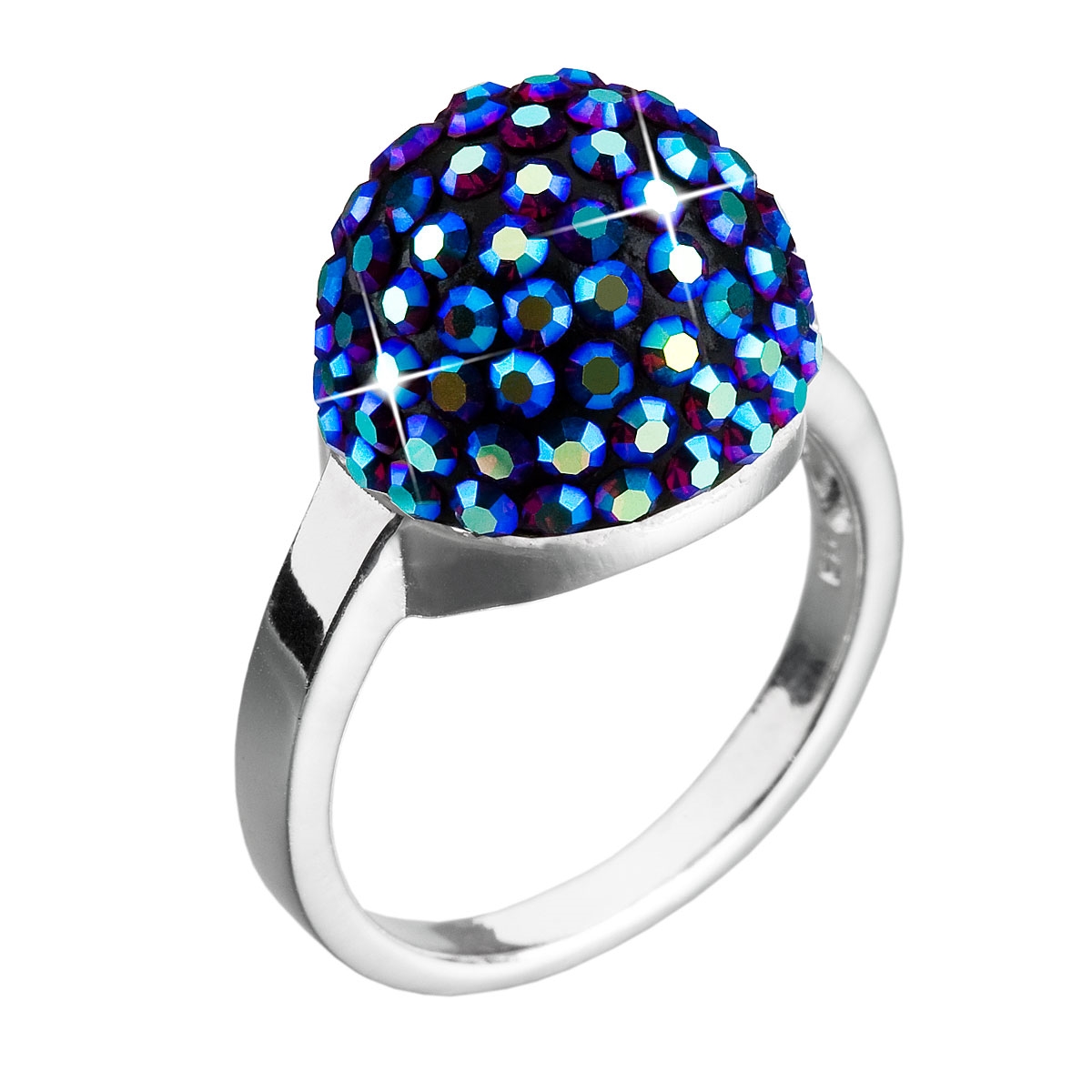 Strieborný prsteň s kryštálmi Crystals from Swarovski ®, BLUE