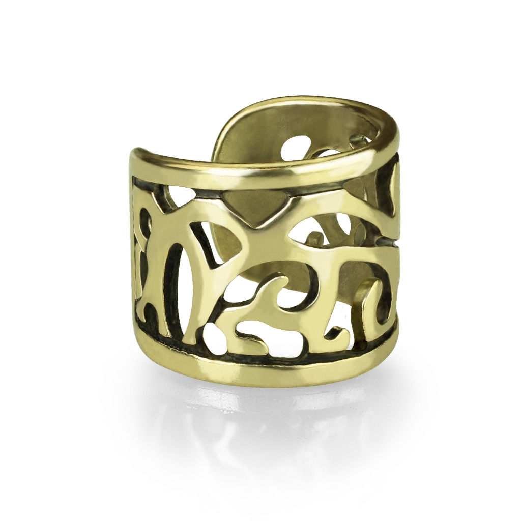 Šperky4U Zlacený falešný piercing do ucha - klips s ornamenty - FP1012-GD