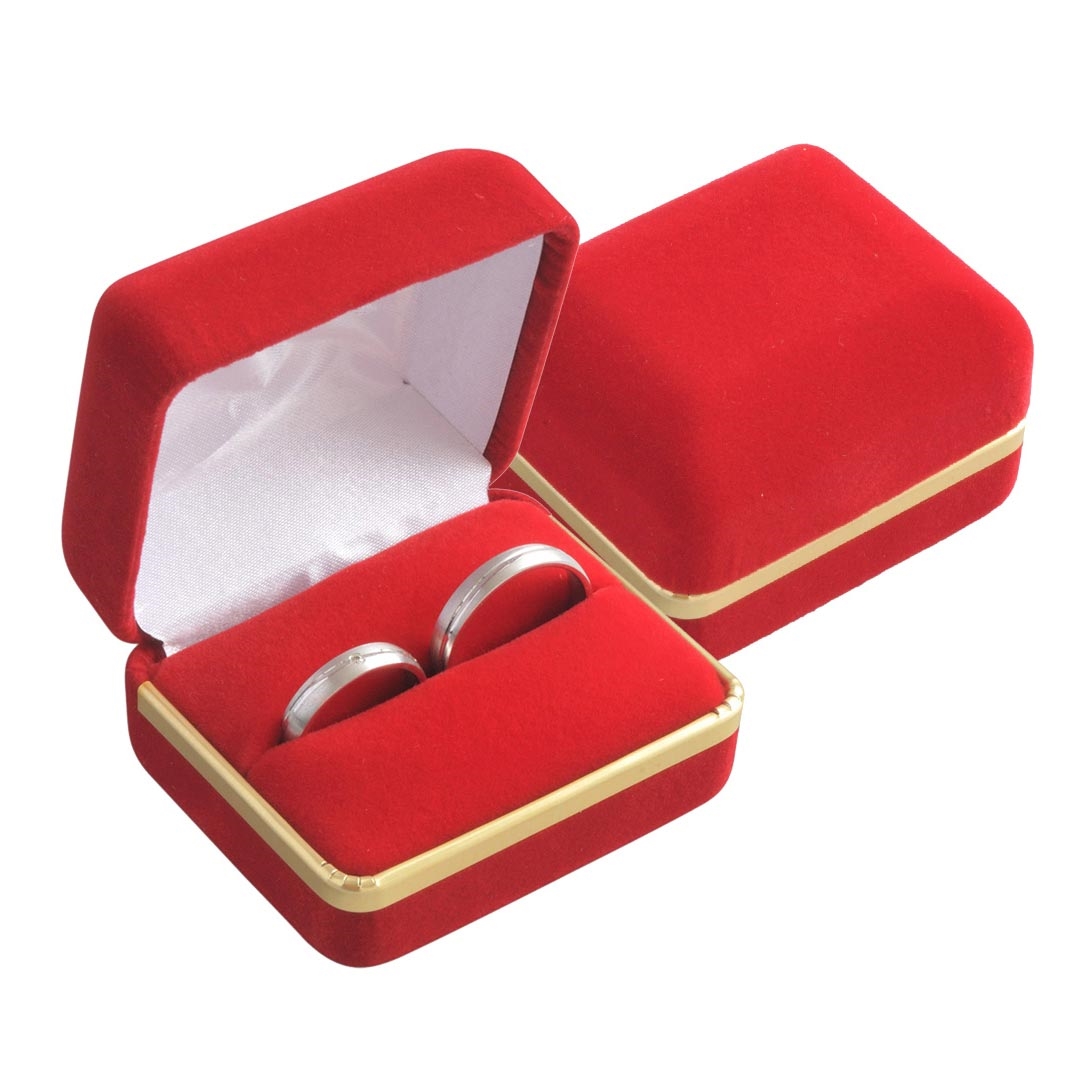 Semišová darčeková krabička na prsteň snubný prsteň, farba červená