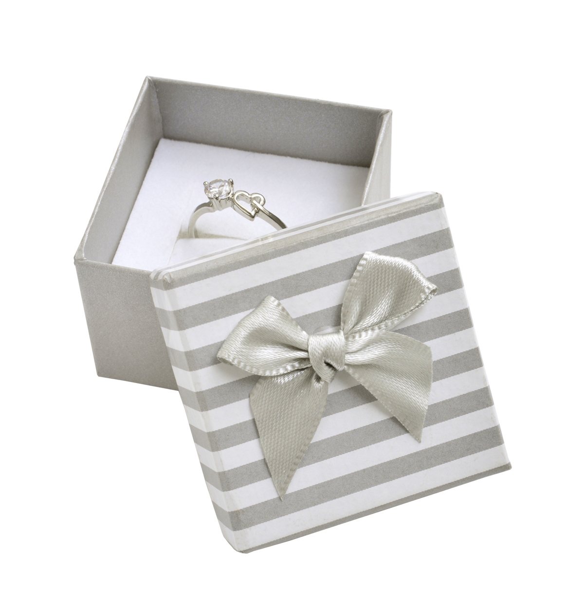 Darčeková krabička na prsteň alebo náušnice, sivé pruhy