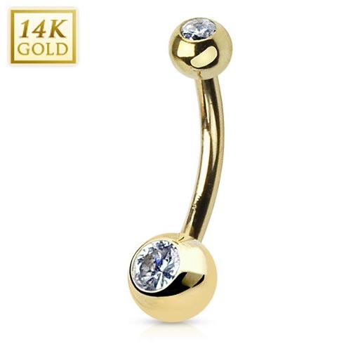 Šperky4U Zlatý piercing do pupíku banánek, Au 585/1000 - ZL01091C-YG