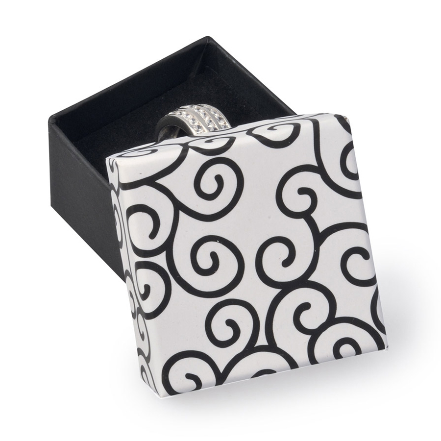 Darčeková krabička na prsteň biela s ornamentami