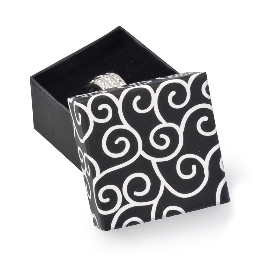 Darčeková krabička na prsteň čierna s ornamentami