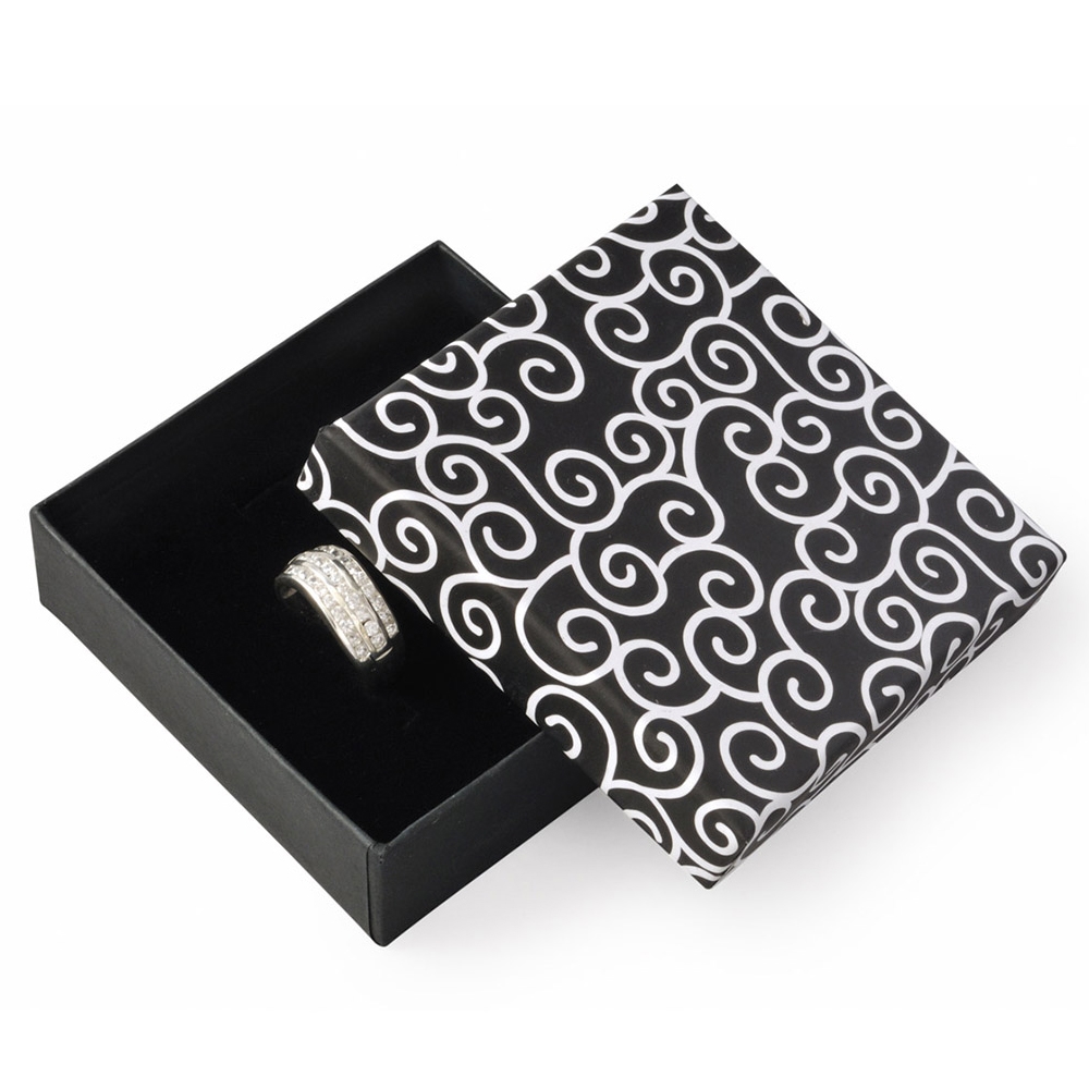 Šperky4U Dárková krabička na soupravu šperků - černá s oranemty - KR0196-K