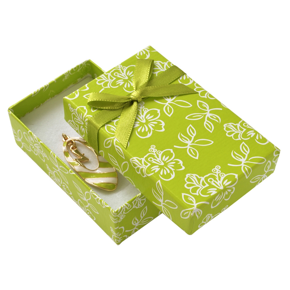 Darčeková krabička na súpravu šperkov s kvietkami, zelená