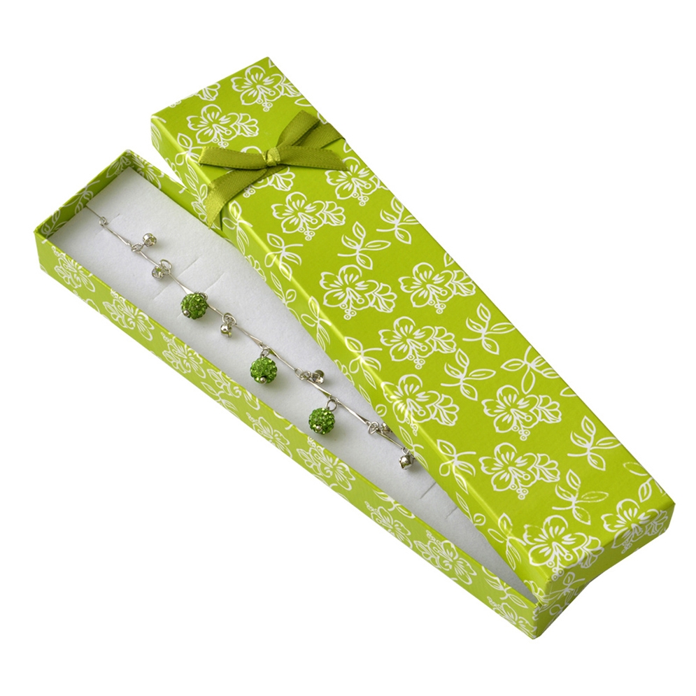 Darčeková krabička na náramok s kvietkami, zelená