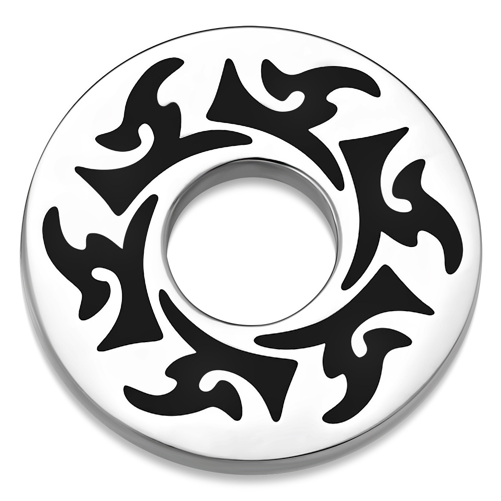Oceľový prívesok - kruh s tribal motívom