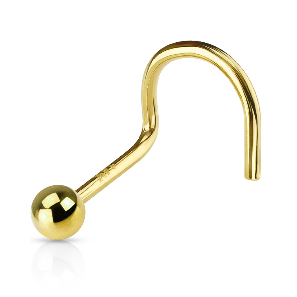 Šperky4U Zlatý piercing do nosu - kulička, Au 585/1000 - ZL01117-YG